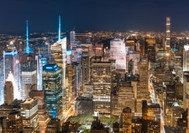 Lais Puzzle - New York Luftaufnahme bei Nacht, Stadtbild aus Hubschrauber - 1.000 Teile