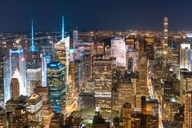 Lais Puzzle - New York Luftaufnahme bei Nacht, Stadtbild aus Hubschrauber - 2.000 Teile
