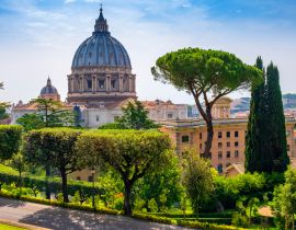 Lais Puzzle - Rom, Vatikanstadt, Italien - Panoramablick auf den Petersdom - Basilica di San Pietro in Vaticano - Hauptkuppel von Michelangelo Buonarotti, gesehen von den Vatikanischen Gärten im Vatikanstaat - 40, 100, 200, 500, 1.000 & 2.000 Teile