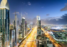 Lais Puzzle - Die Skyline von Downtown entlang der Sheikh Zayed Road bei Nacht, Dubai, Vereinigte Arabische Emirate - 1.000 Teile