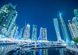 Lais Puzzle - Skyline der Dubai Marina bei Nacht. Gebäude und Fluss, Vereinigte Arabische Emirate - 1.000 Teile