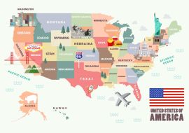 Lais Puzzle - Karte der Vereinigten Staaten von Amerika mit Berühmten Sehenswürdigkeiten - 1.000 Teile