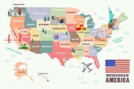 Lais Puzzle - Karte der Vereinigten Staaten von Amerika mit Berühmten Sehenswürdigkeiten - 2.000 Teile