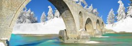 Lais Puzzle - Winter, traditionelle Brücke von Arta, Griechenland, Stein, Panorama - 1.000 Teile