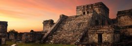 Lais Puzzle - Castillo-Festung bei Sonnenuntergang in der alten Maya-Stadt Tulum, Mexiko, Panorama - 1.000 Teile