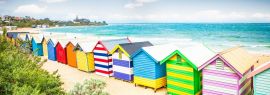 Lais Puzzle - Schöne Badehäuser am weißen Sandstrand von Brighton Beach, Victoria, Australien, Panorama - 1.000 Teile