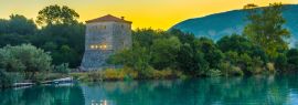 Lais Puzzle - Der venezianische Turm von Butrint, bei Sonnenaufgang in Albanien, Panorama - 1.000 Teile