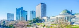 Lais Puzzle - Der Jardin Botanique und moderne Wolkenkratzer in Brüssel, Belgien, Panorama - 1.000 Teile