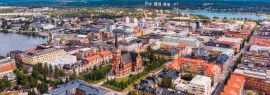 Lais Puzzle - Lulea, Schweden: Panorama Stadt, Kathedrale sonnigen Tag, blauer Himmel, Panorama - 1.000 Teile