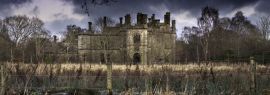 Lais Puzzle - Dunmore Park Haus, Airth, Falkirk, Schottland, Großbritannien. verlassene Burgruine, Panorama - 1.000 Teile