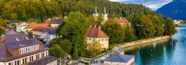 Lais Puzzle - Tegernsee, Deutschland. Der Tegernsee in Rottach-Egern (Bayern), Deutschland, nahe der österreichischen Grenze. Luftaufnahme des Tegernsees in den bayerischen Alpen. Bad Wiessee. Tegernsee in Bayern, Panorama - 1.000 Teile