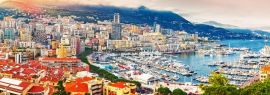 Lais Puzzle - Fürstentum Monaco. Malerischer Panoramablick auf Monaco bei Sonnenuntergang. Blick auf Wohngebäude, Casino, Hafen mit Luxusyachten. Monaco ist ein beliebtes Reiseziel für Glücksspiel, Panorama - 1.000 Teile