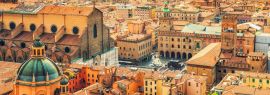 Lais Puzzle - Luftbild des Stadtbildes des Platzes Piazza Maggiore und der Kirche San Petronio in der Stadt Bologna, Panorama - 1.000 Teile