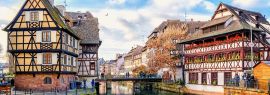 Lais Puzzle - Traditionelle Fachwerkhäuser am Grachtenviertel La Petite France in Straßburg, UNESCO-Weltkulturerbe, Elsass, Panorama - 1.000 Teile