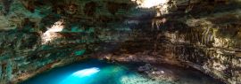 Lais Puzzle - Cenote Samula Dzitnup bei Valladolid, Yucatan, Mexiko - Schwimmen im kristallblauen Wasser, Panorama - 1.000 Teile