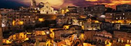 Lais Puzzle - Matera, Basilikata, Italien: Landschaft der Altstadt in der Abenddämmerung unter einem dramatischen Himmel, Panorama - 1.000 Teile