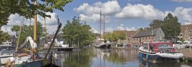 Lais Puzzle - Meppel, Niederlande. Kanal und Boote. Dampferkai. Kanal der Schleusen. Drenthe, Panorama - 1.000 Teile