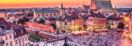 Lais Puzzle - Warschau, Polen: Schlossplatz und das Königsschloss, Zamek Krolewski w Warszawie im Sonnenuntergang des Sommers, Panorama - 1.000 Teile