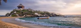 Lais Puzzle - Sonnenaufgang und Strandhütte am Cabo San Juan - Tayrona Natural National Park, Kolumbien, Panorama - 1.000 Teile