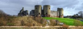 Lais Puzzle - Schloss Rhuddlan von der anderen Seite des Flusses Clwyd, Denbighshire, Wales, Panorama - 1.000 Teile