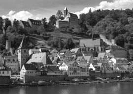 Lais Puzzle - Hirschhorn Neckar Burg in schwarz weiß - 1.000 Teile