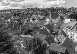 Lais Puzzle - Blick von oben auf die Dächer von Schmalkalden in schwarz weiß - 1.000 Teile