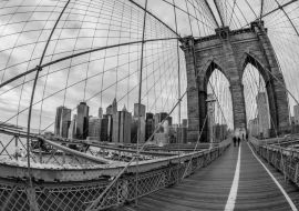 Lais Puzzle - New York, Brooklyn Bridge mit Kabeln in schwarz weiß - 1.000 Teile