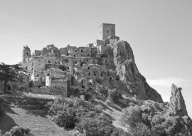 Lais Puzzle - Craco, Basilikata in schwarz weiß - 500, 1.000 & 2.000 Teile