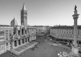 Lais Puzzle - Die Piazza Santa Maria Maggiore in Rom, Italien in schwarz weiß - 500, 1.000 & 2.000 Teile