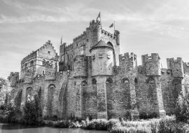 Lais Puzzle - Schloss Gent, Belgien in schwarz weiß - 1.000 Teile