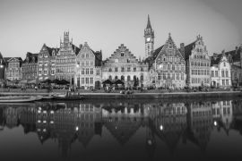 Lais Puzzle - Die Dämmerung von Gent in Belgien in schwarz weiß - 2.000 Teile