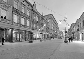 Lais Puzzle - Łódź, Polen - Piotrkowska-Straße in schwarz weiß - 1.000 Teile