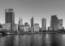 Lais Puzzle - Skyline von Perth bei Nacht in Westaustralien in schwarz weiß - 500, 1.000 & 2.000 Teile