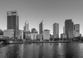 Lais Puzzle - Skyline von Perth bei Nacht in Westaustralien in schwarz weiß - 1.000 Teile