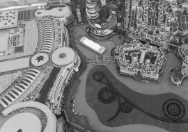 Lais Puzzle - Luftaufnahme der Stadt Dubai Malli, Vereinigte Arabische Emirate in schwarz weiß - 1.000 Teile