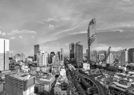 Lais Puzzle - Bangkok Cityscape Business District, Height Tower, Office, Condominium - Panoramablick mit Height Building am Nachmittag in schwarz weiß - 500, 1.000 & 2.000 Teile