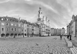 Lais Puzzle - Stadtzentrum und Rathaus - Poznan - Polen in schwarz weiß - 500, 1.000 & 2.000 Teile