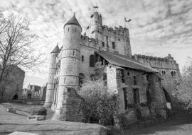 Lais Puzzle - Schloss Gravensteen in Gent, Flandern, Belgien in schwarz weiß - 500, 1.000 & 2.000 Teile