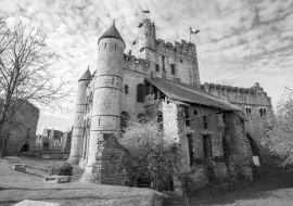 Lais Puzzle - Schloss Gravensteen in Gent, Flandern, Belgien in schwarz weiß - 1.000 Teile