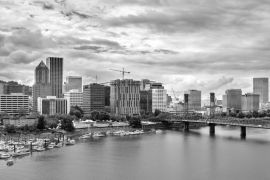 Lais Puzzle - Skyline von Portland und Willamette River - Portland, Oregon, USA in schwarz weiß - 2.000 Teile
