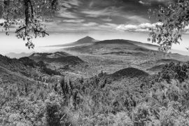 Lais Puzzle - Masca Tal.Kanarische Insel.Teneriffa.Spanien.Malerische Berglandschaft.Kaktus,Vegetation und Sonnenuntergang Panorama in Teneriffa in schwarz weiß - 2.000 Teile