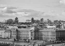 Lais Puzzle - Stadtbild von Senat und Synode in St. Petersburg, in Russland in schwarz weiß - 1.000 Teile