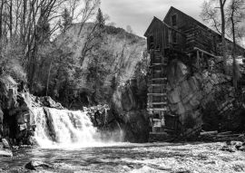 Lais Puzzle - Wasserfall bei Old Crystal Mill White River National Forest Colorado in schwarz weiß - 500, 1.000 & 2.000 Teile