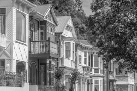 Lais Puzzle - Traditionelle Wohnhäuser am Mount Victoria in Wellington, Neuseeland in schwarz weiß - 2.000 Teile