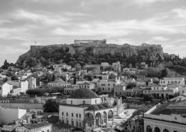 Lais Puzzle - Athen, Griechenland. Akropolis-Felsen und Monastiraki-Platz in schwarz weiß - 500, 1.000 & 2.000 Teile