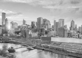 Lais Puzzle - Skyline von Melbourne in der Abenddämmerung in schwarz weiß - 500, 1.000 & 2.000 Teile