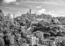 Lais Puzzle - Die Skyline der italienischen Innenstadt von Siena in schwarz weiß - 500, 1.000 & 2.000 Teile