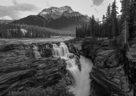 Lais Puzzle - Athabasca Falls und Berg in schwarz weiß - 500, 1.000 & 2.000 Teile