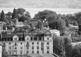 Lais Puzzle - Dächer im Stadtzentrum von Zürich Europa in schwarz weiß - 1.000 Teile