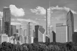 Lais Puzzle - Stadtbild von Chicago im Stadtzentrum, Vereinigte Staaten in schwarz weiß - 2.000 Teile